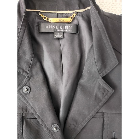 Anne Klein Collection Belted Safari Blazer Black Rayn Cotton Jacket Women 8 NWOT - Picture 14 of 16